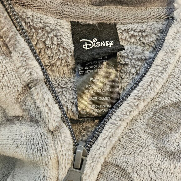 Disney Mickey Mouse Hooded Womens Large One piece Pajamas Hood Ears Pom-Poms Zip - Picture 11 of 13